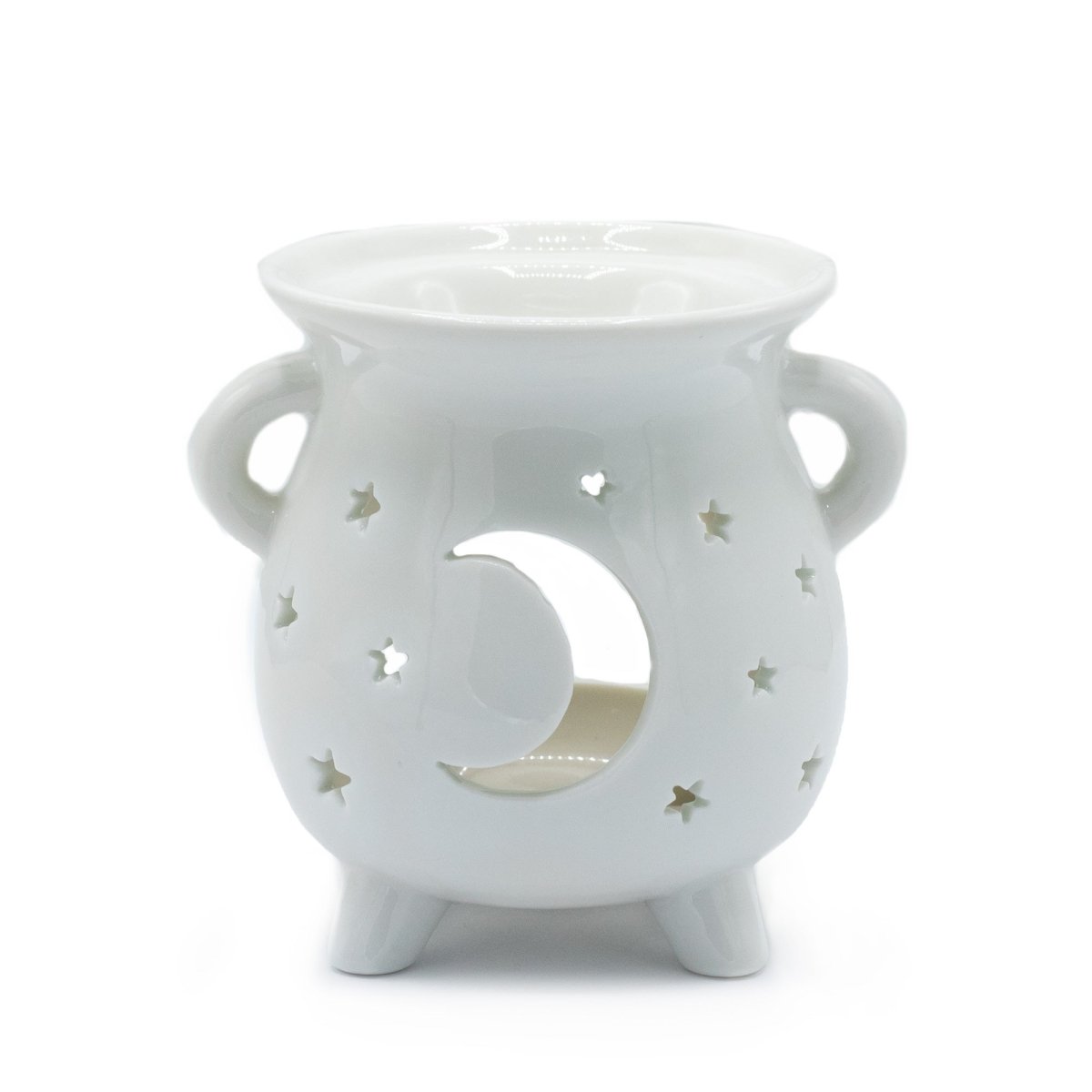 Incensario caldero quemador de aceite Moon & Stars de Mystical Tienda con diseño de luna y estrellas para aromaterapia.