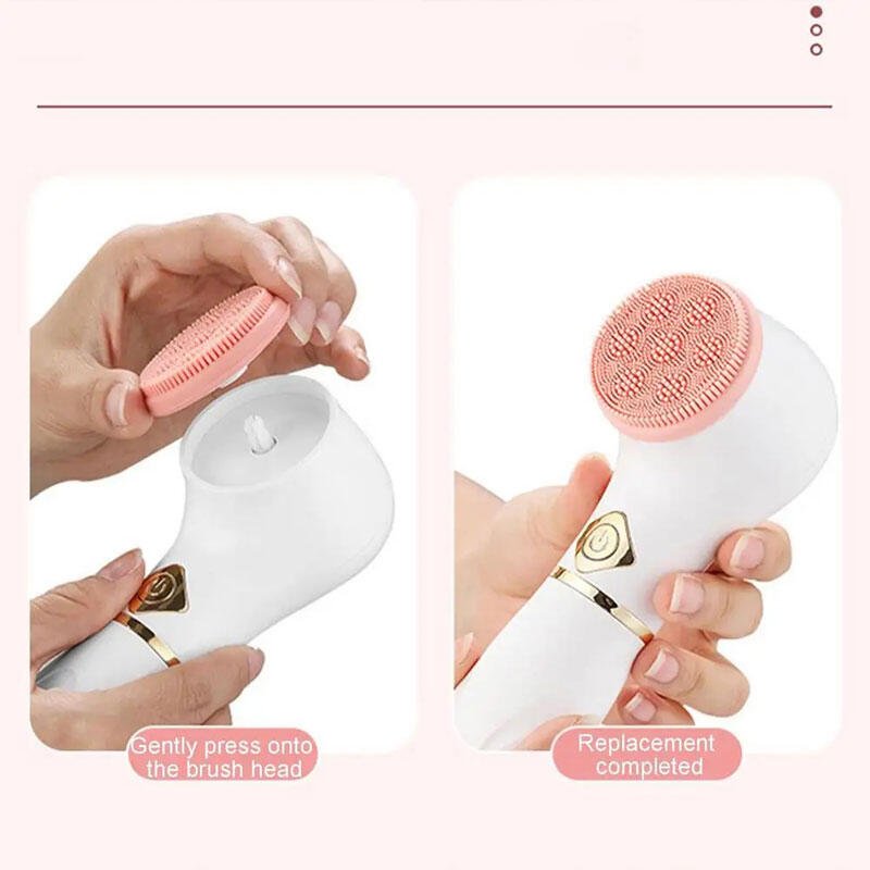 Cepillo de limpieza facial eléctrico de innovagizmo.com con cerdas suaves para una limpieza profunda de la piel.