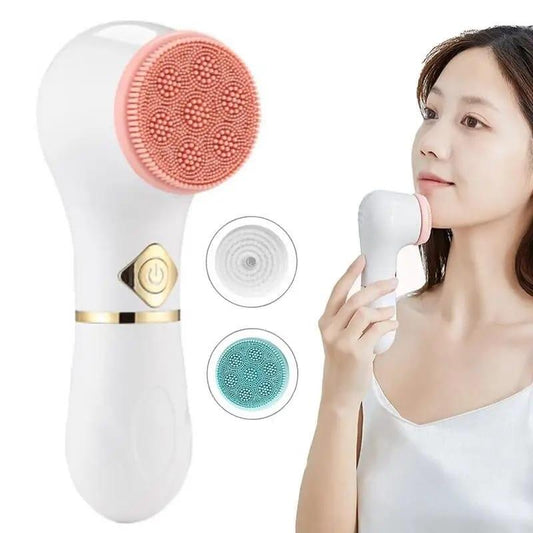 Cepillo de limpieza facial eléctrico de innovagizmo.com con cerdas suaves para una limpieza profunda y suave de la piel.