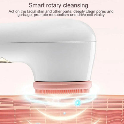 Cepillo de limpieza facial eléctrico de innovagizmo.com con cerdas suaves para una limpieza profunda y suave de la piel.
