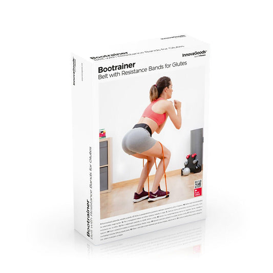 Cinturón con bandas de resistencia para glúteos y guía de ejercicios Bootrainer Innovagoods, diseñado para tonificar glúteos y muslos.
