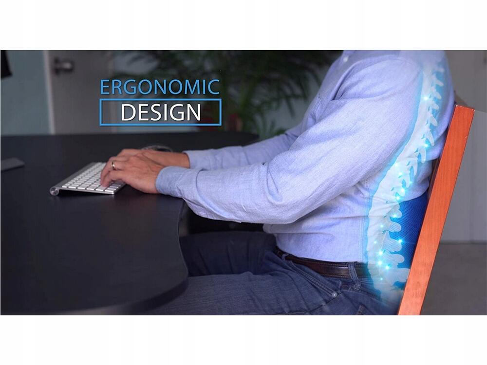 Cojín ergonómico de apoyo lumbar para oficina, diseñado para mejorar la postura y aliviar la tensión en la espalda.