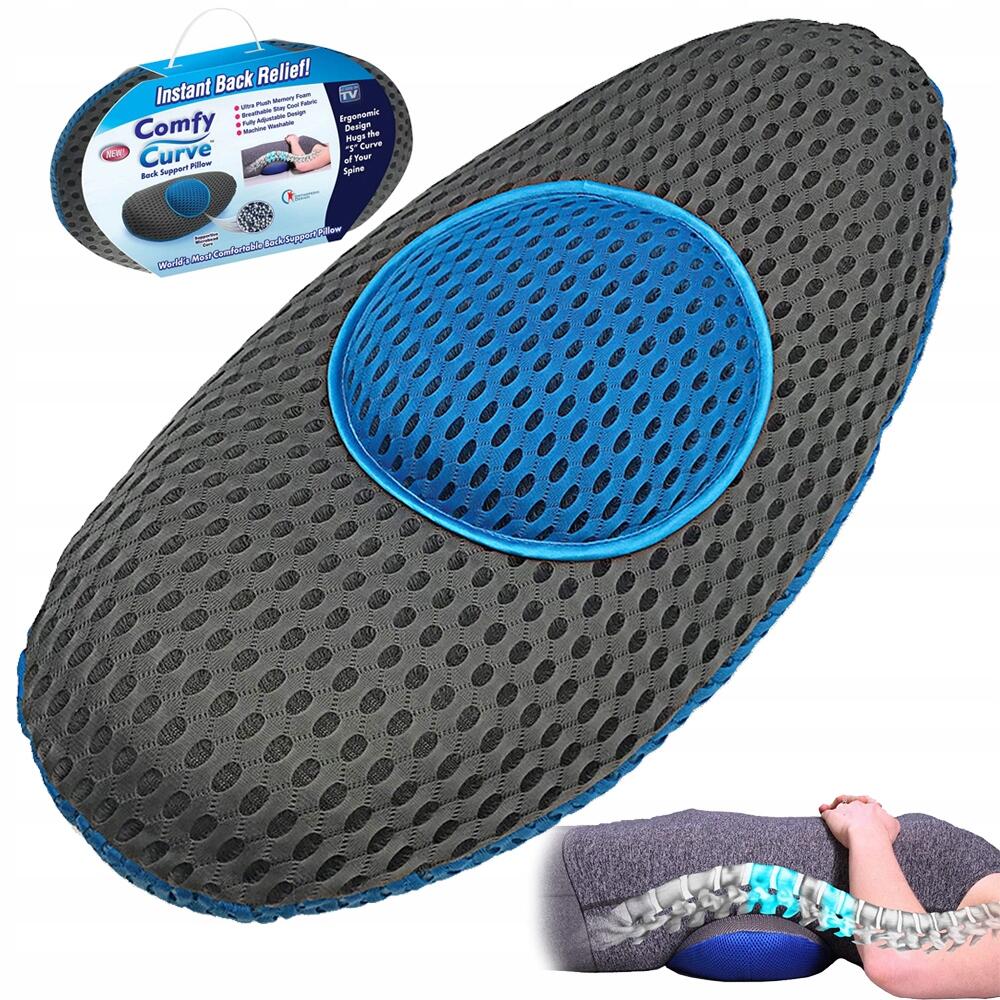 Cojín ergonómico de apoyo lumbar de innovagizmo.com, diseñado para mejorar la postura y la comodidad en sillas y asientos.