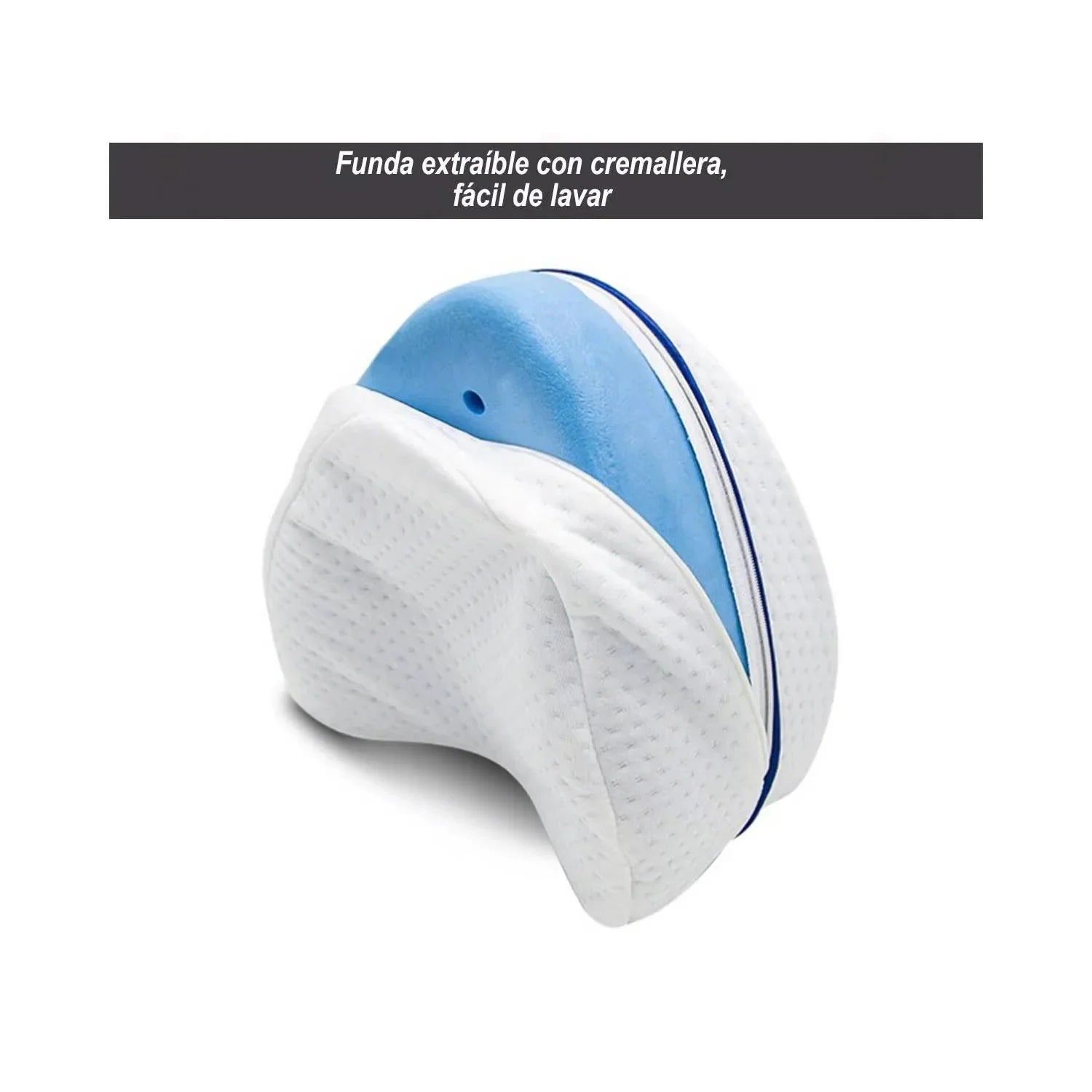 Cojín para las piernas de la marca innovagizmo.com, diseño ergonómico y suave, ideal para descanso y confort durante el sueño.