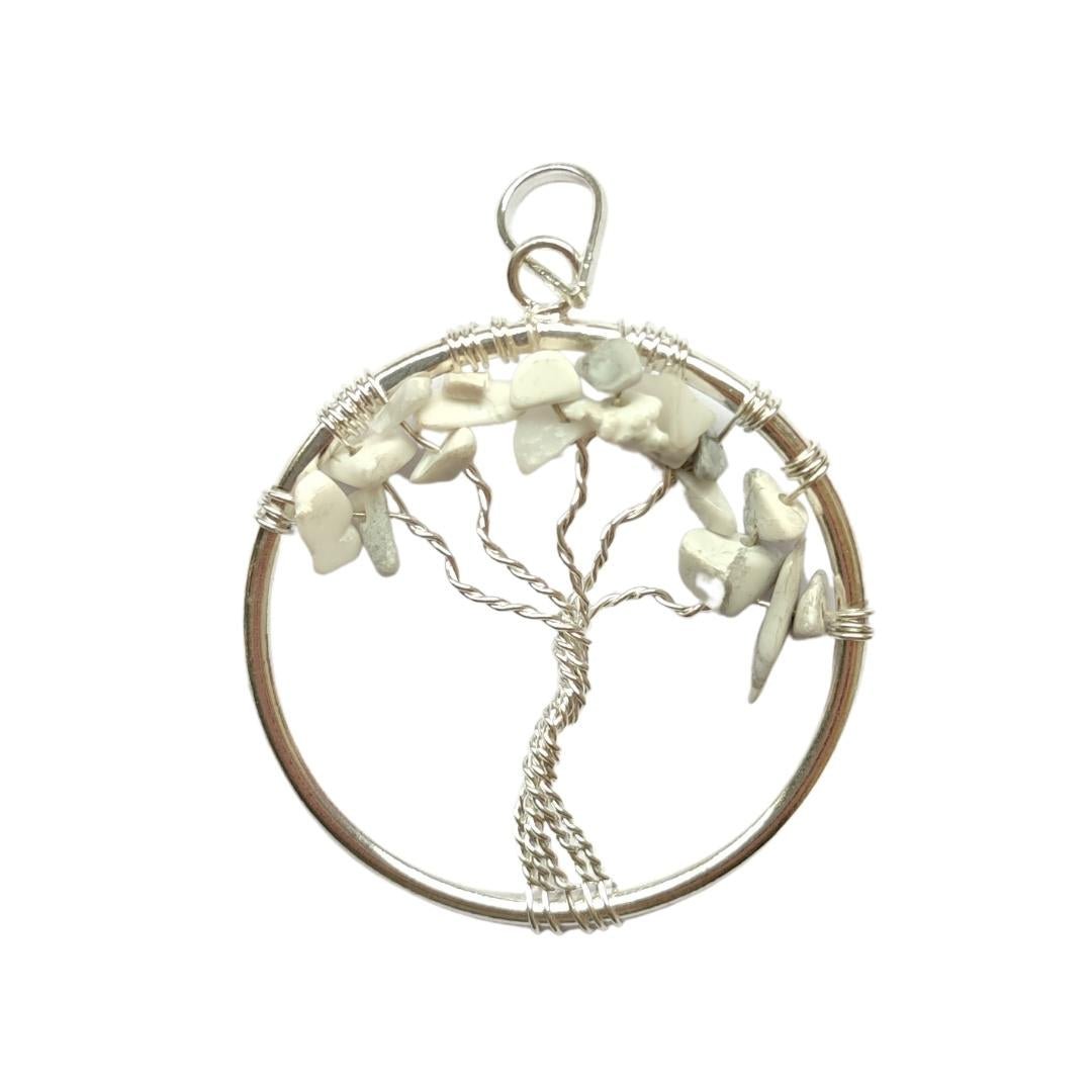Colgante Árbol de la Vida y Howlita Blanca