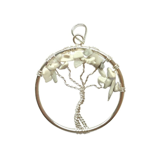 Colgante Árbol de la Vida y Howlita Blanca