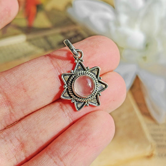 Colgante 'Astraea' Cuarzo Rosa y Plata de Ley 925