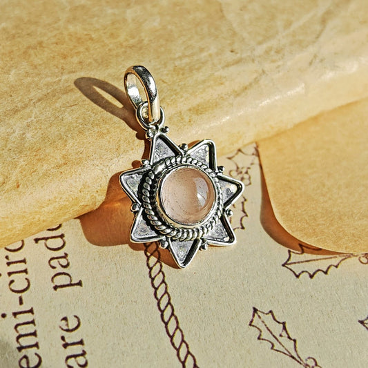 Colgante 'Astraea' Cuarzo Rosa y Plata de Ley 925
