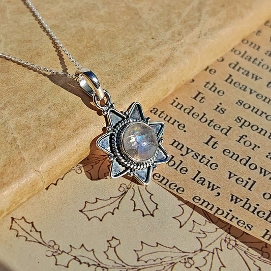 Colgante 'Astraea' Piedra de Luna y Plata de Ley 925