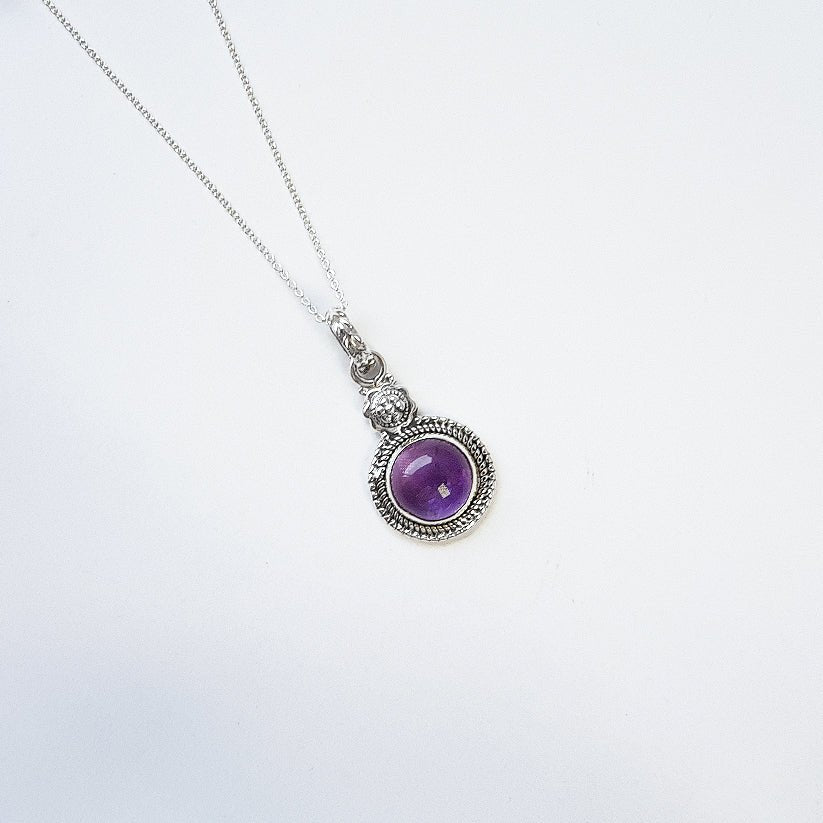 Colgante Botón de Amatista y Plata de Ley 925 - Sensaido