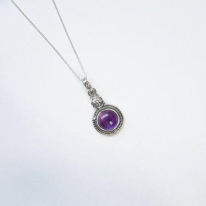 Colgante Botón de Amatista y Plata de Ley 925 - Sensaido