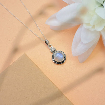 Colgante Botón de Piedra de Luna y Plata de Ley 925 - Sensaido