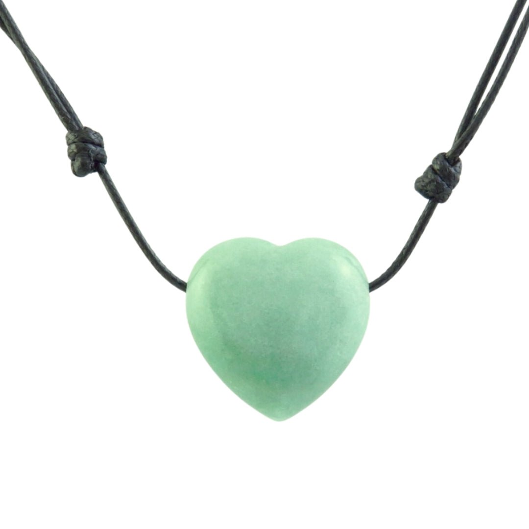 Colgante Corazón de Aventurina Verde con cordón - Sensaido