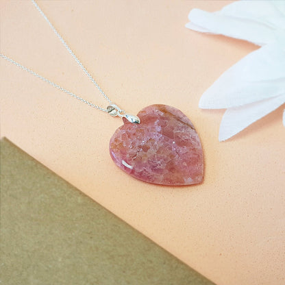 Colgante Corazón de Cobaltocalcita y Plata de Ley 925 - Sensaido