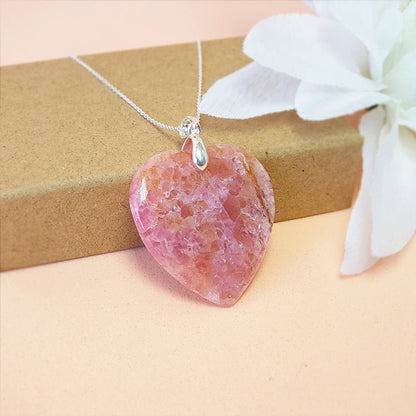 Colgante Corazón de Cobaltocalcita y Plata de Ley 925 - Sensaido
