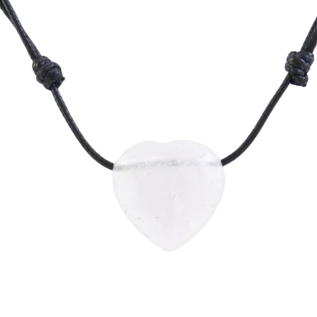 Colgante Corazón de Cuarzo Blanco con cordón - Sensaido