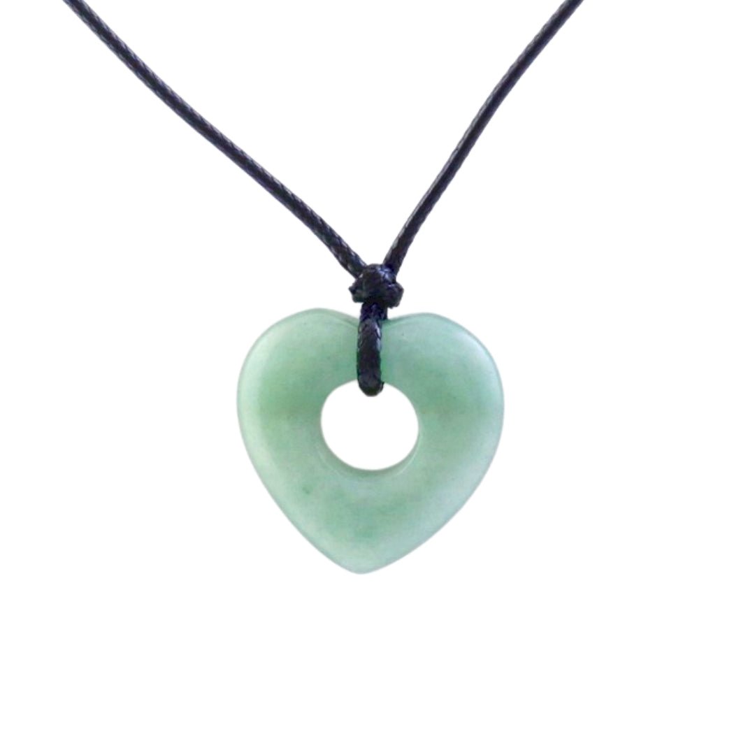 Colgante Corazón de Cuarzo Verde Agujereado - Sensaido