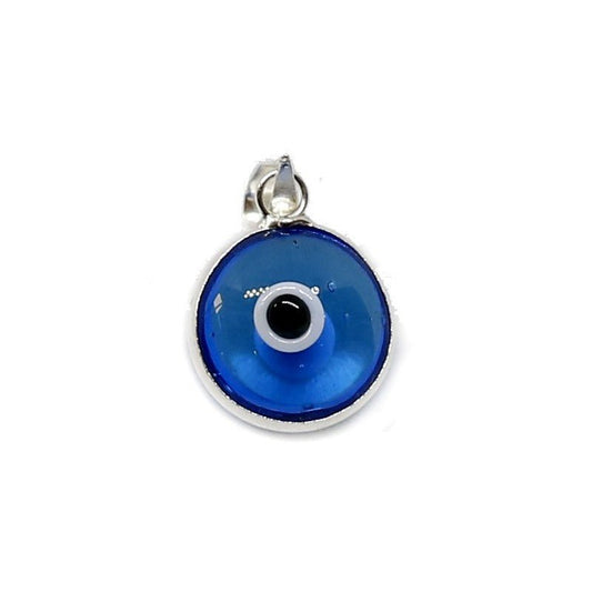 Colgante de ojo turco azul celeste en plata de ley 925 de Mystical Tienda, con diseño detallado y acabado brillante.