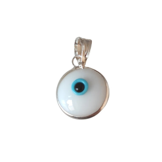 Colgante del Ojo Turco Blanco en Plata de Ley 925 - Sensaido