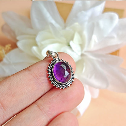 Colgante de plata de ley 925 con amatista en estilo Jaipur, diseñado por Mystical Tienda.