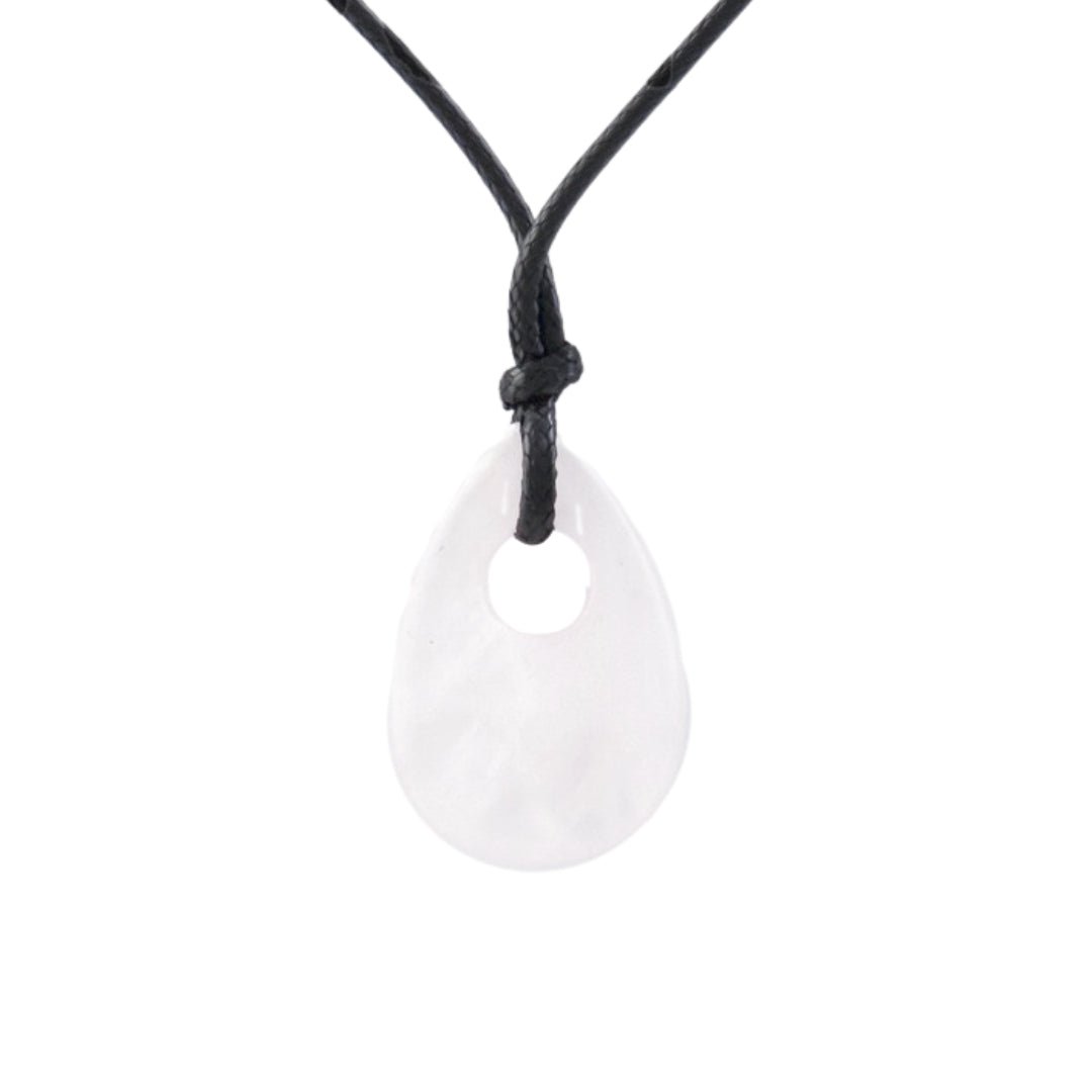 Colgante Lágrima agujereada de Cuarzo Blanco - Sensaido