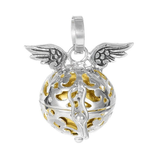 Colgante de plata de ley 925 con forma de campana angelical, llamado Llamador de Ángel, de Mystical Tienda.