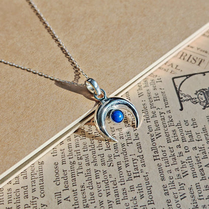 Colgante Luna Invertida de Lapislázuli - Plata de Ley 925 - Sensaido
