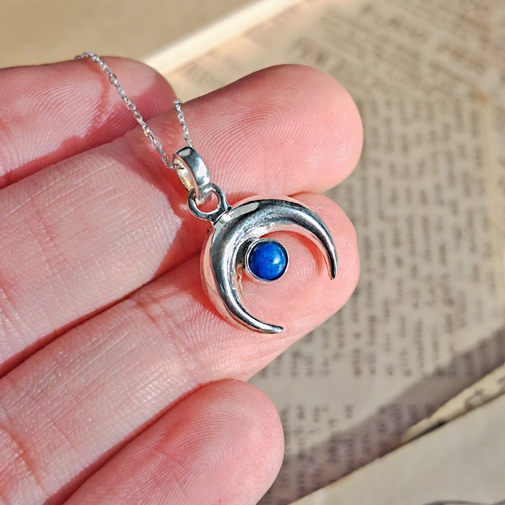 Colgante Luna Invertida de Lapislázuli - Plata de Ley 925 - Sensaido