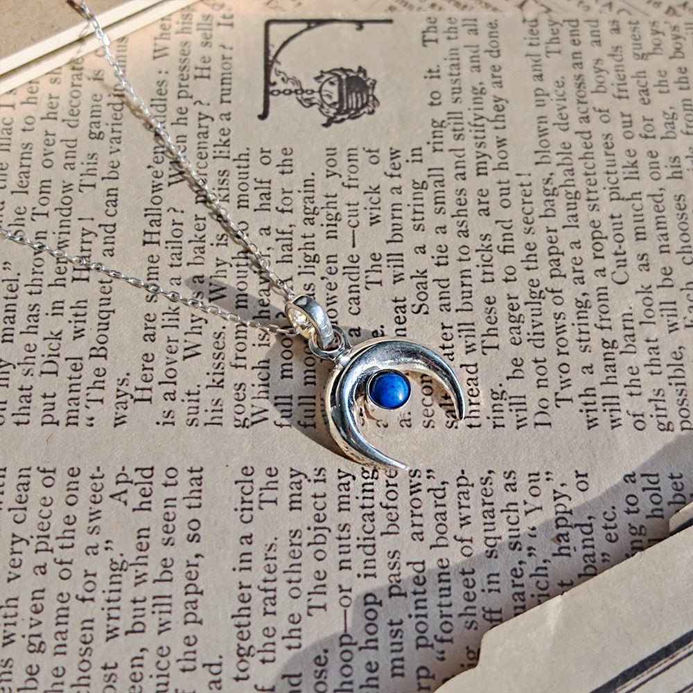 Colgante Luna Invertida de Lapislázuli - Plata de Ley 925 - Sensaido
