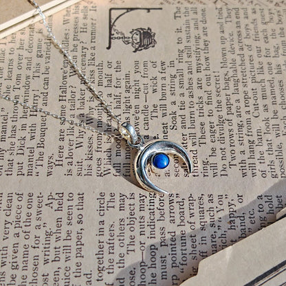 Colgante Luna Invertida de Lapislázuli - Plata de Ley 925 - Sensaido
