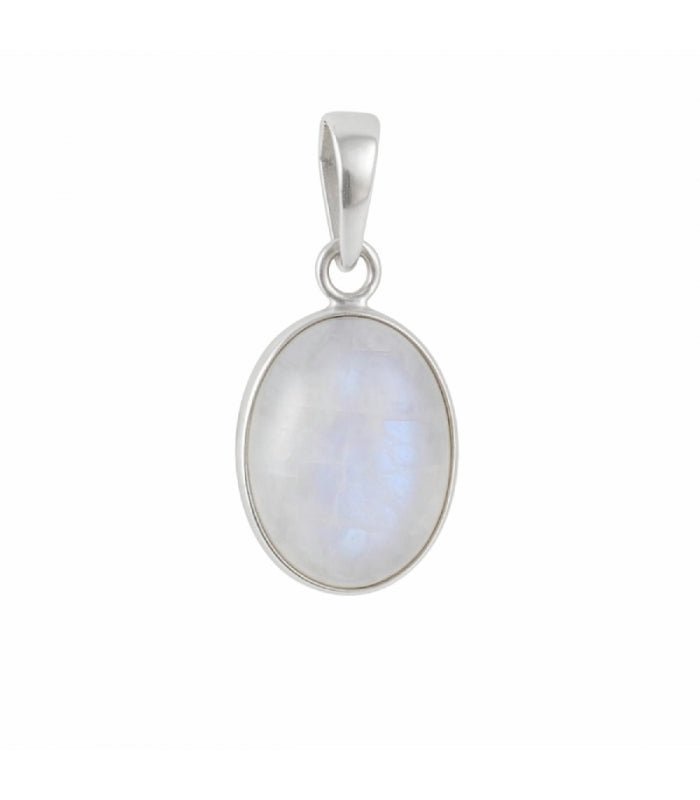 Colgante Nanshe de piedra de luna y plata de ley 925, joya elegante y artesanal en plata para mujer.