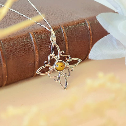 Colgante Nudo de Bruja en Plata de Ley 925 con Ojo de Tigre