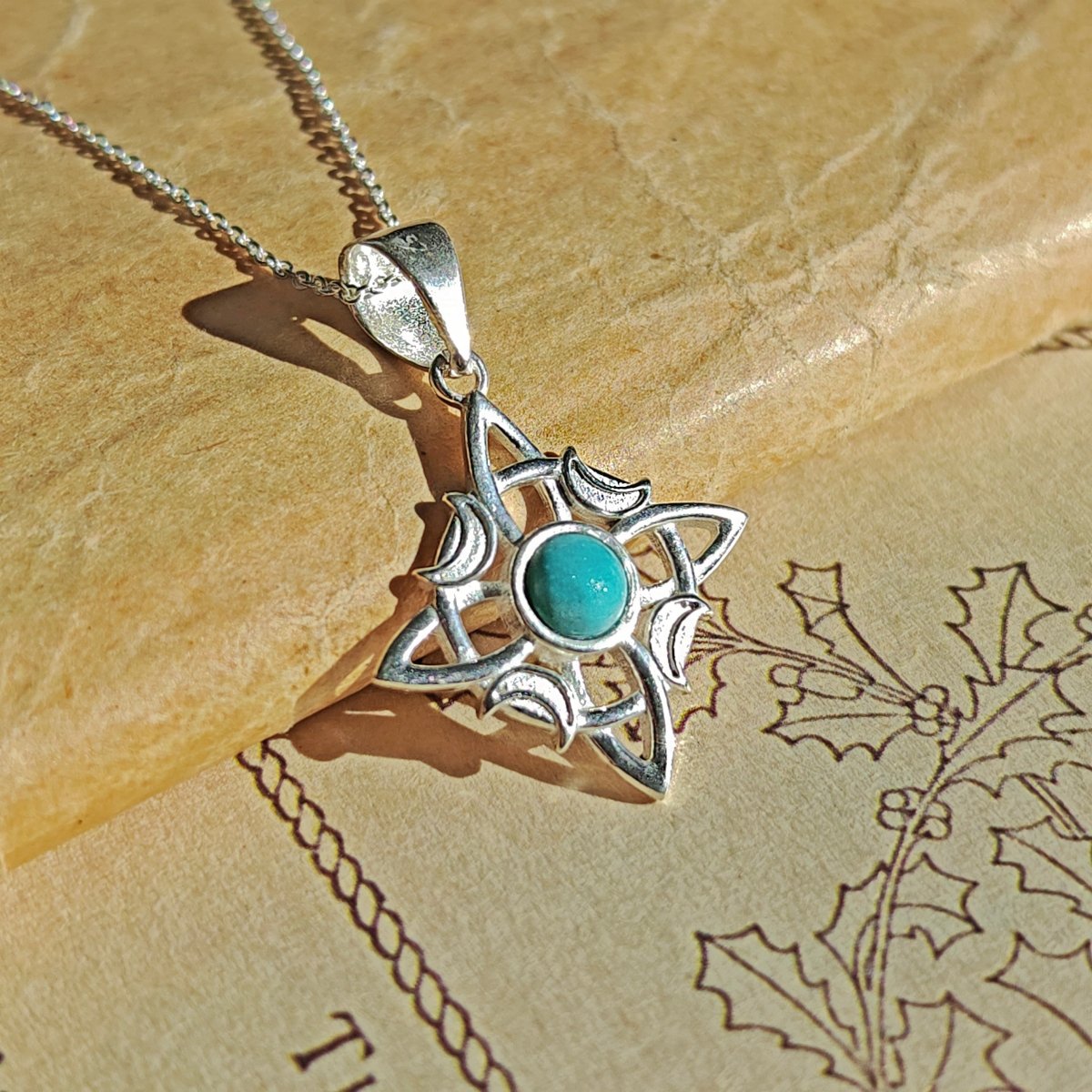 Colgante Nudo de Bruja 'Wicca' Howlita en Plata de Ley 925