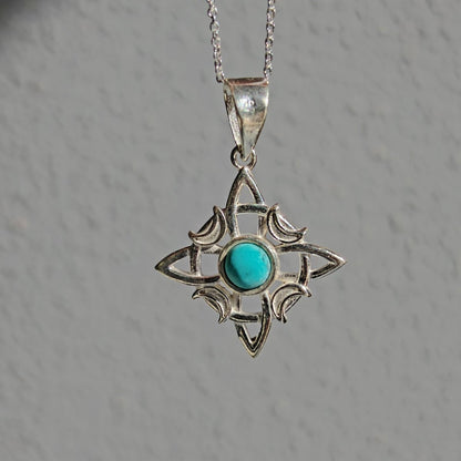 Colgante Nudo de Bruja 'Wicca' Howlita en Plata de Ley 925