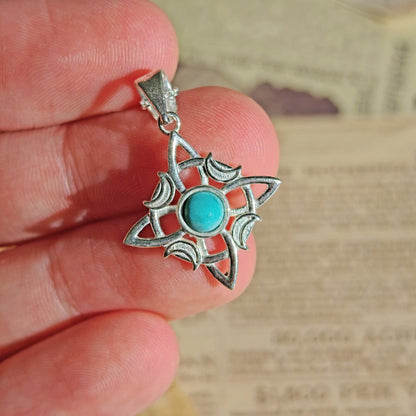 Colgante Nudo de Bruja 'Wicca' Howlita en Plata de Ley 925