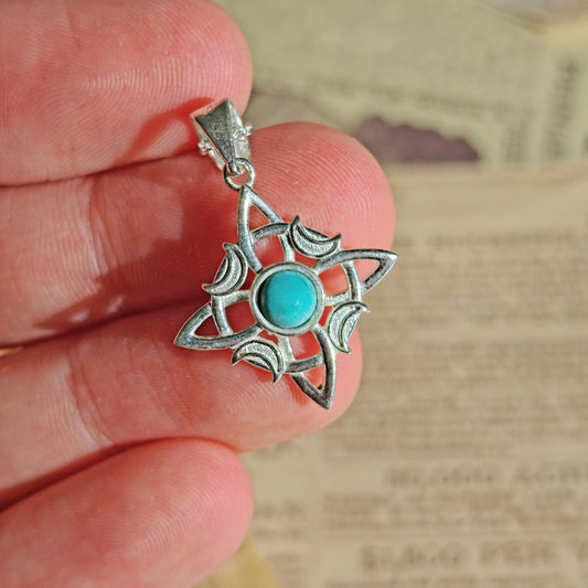 Colgante Nudo de Bruja 'Wicca' Howlita en Plata de Ley 925