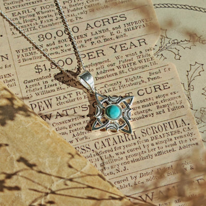 Colgante Nudo de Bruja 'Wicca' Howlita en Plata de Ley 925