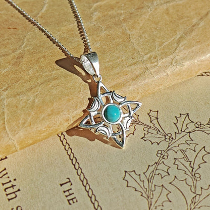 Colgante Nudo de Bruja 'Wicca' Howlita en Plata de Ley 925