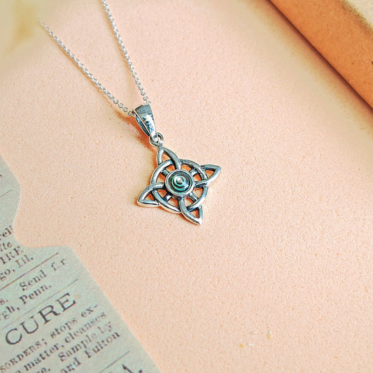 Colgante Nudo de Bruja y Abulón en Plata de Ley 925