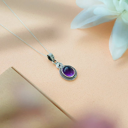 Colgante Óvalo de Amatista y Plata de Ley 925