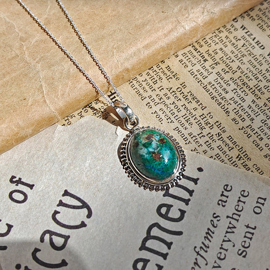 Colgante Óvalo de Crisocola y Plata de Ley 925