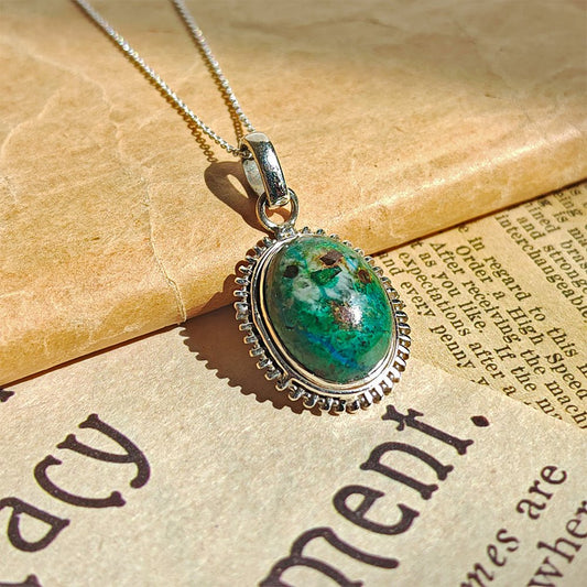 Colgante Óvalo de Crisocola y Plata de Ley 925