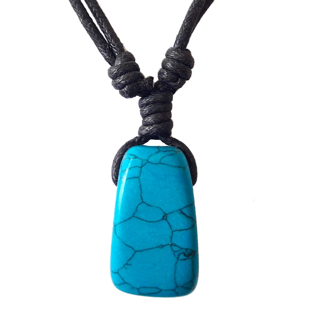 Colgante rodado de Howlita azul agujereado