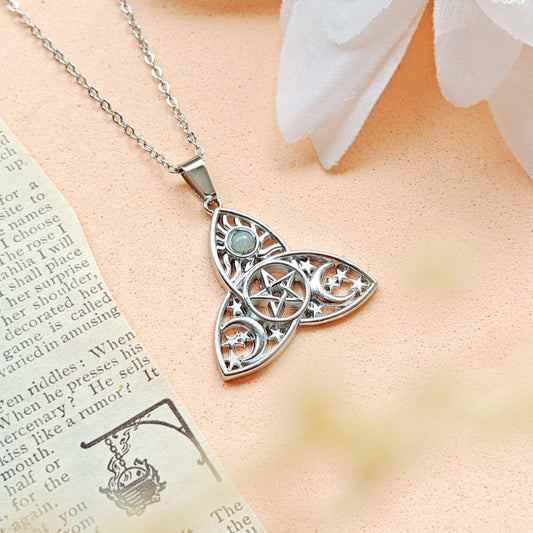 Collar Amuleto Triqueta Lunae Labradorita - Protección & Antiestrés