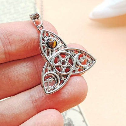 Collar Amuleto Triqueta Lunae Ojo de Tigre - Protección