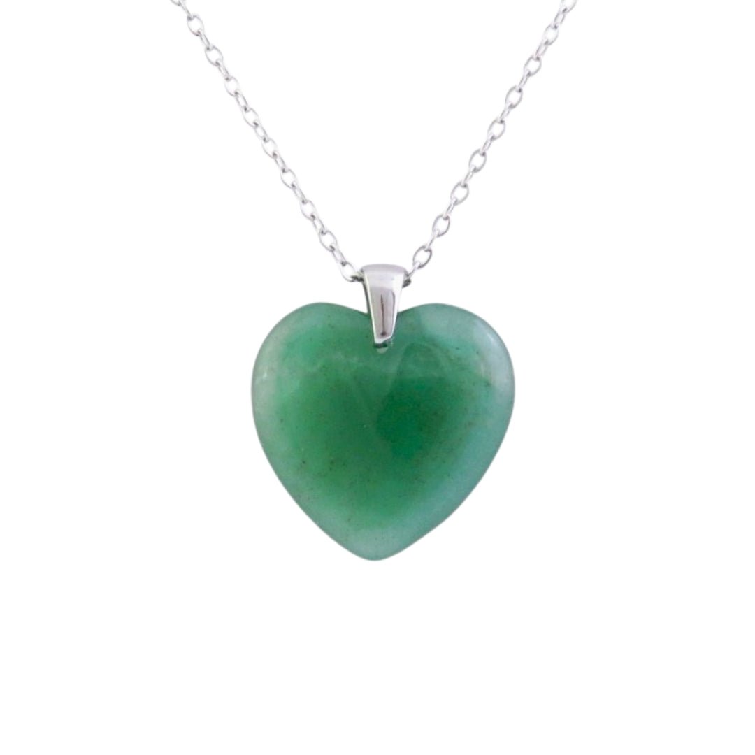 Collar Corazón de Aventurina Verde - Acero Inox.