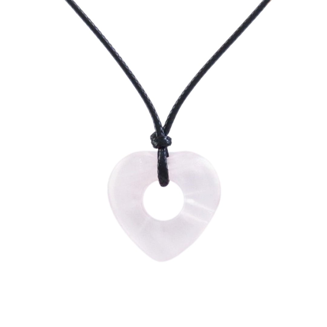 Colgante Corazón de Cuarzo Blanco Agujereado - Sensaido