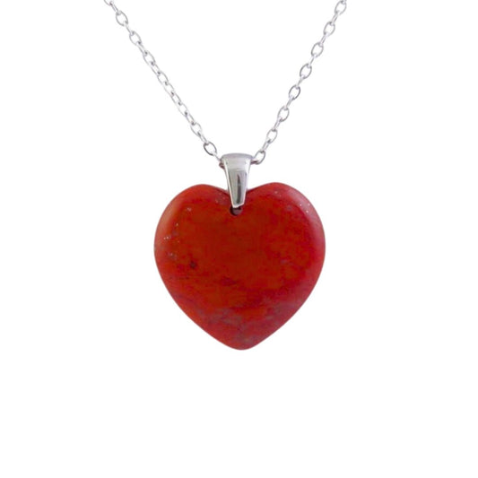 Collar Corazón de Jaspe Rojo - Acero Inox.