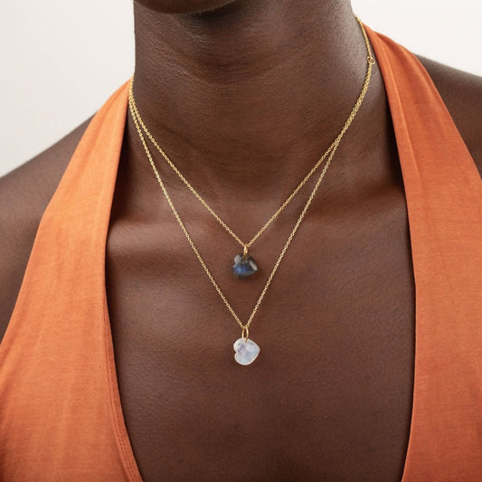 Collar Corazón de Piedra de Luna - Plata S925 & Baño de oro 18K