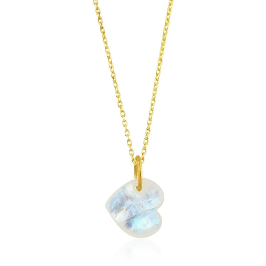 Collar Corazón de Piedra de Luna - Plata S925 & Baño de oro 18K